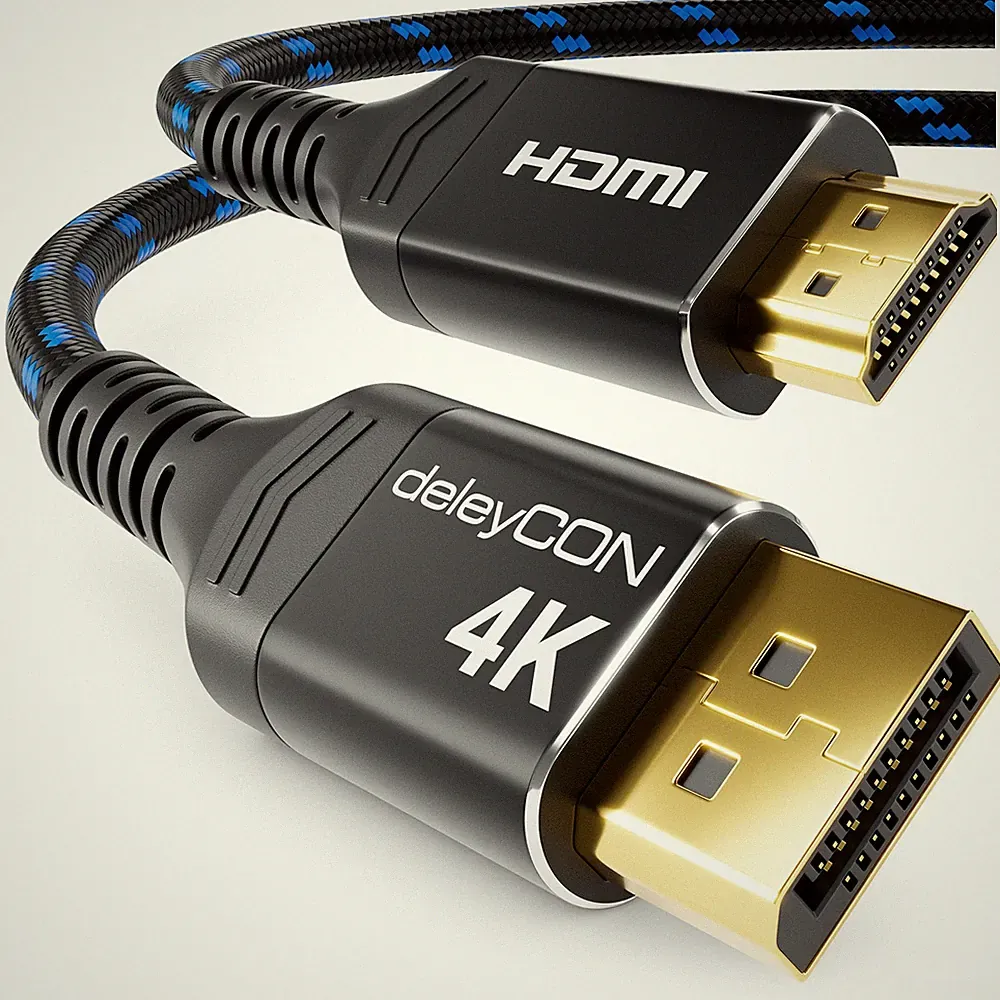 0,5m 4K DisplayPort zu HDMI Kabel 4K@60Hz Nylon Kabel Alu Stecker Monitor Beamer