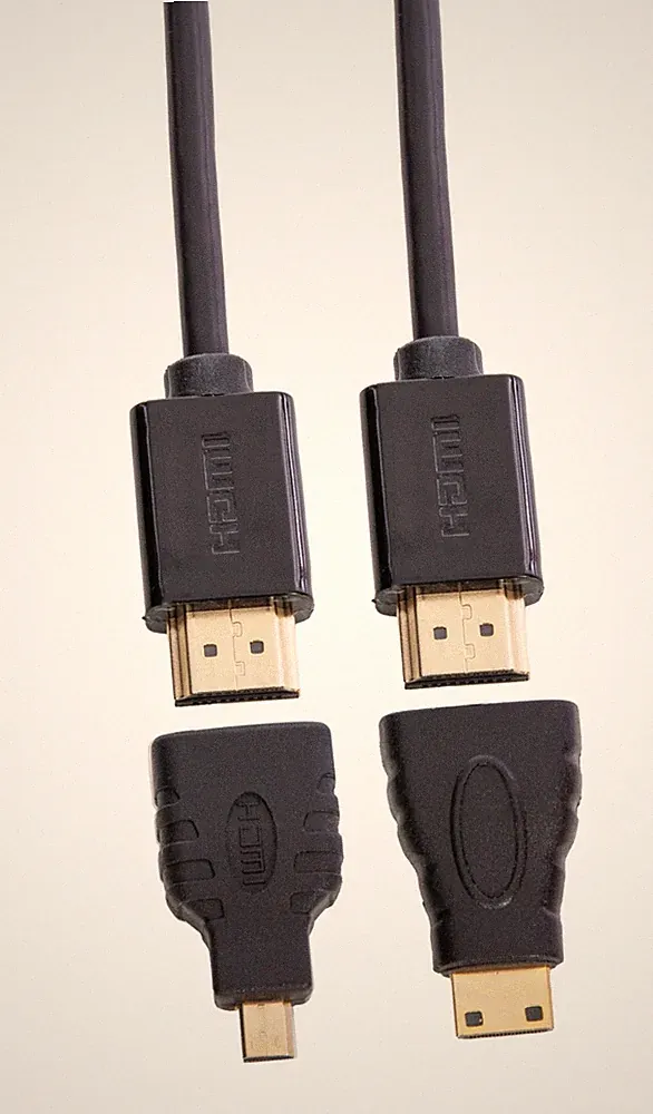 1,5m 4K UHD HDR HDMI Kabel + 2 Adapter Mini & Micro HDMI Ethernet TV