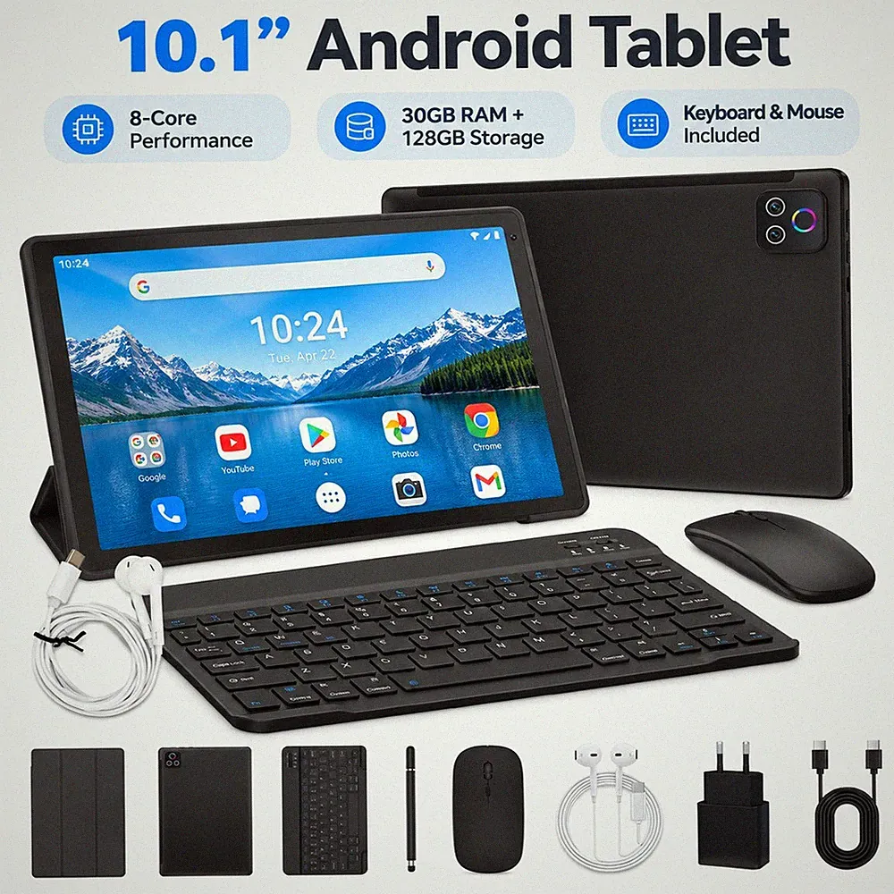 10 Zoll Android 16 Tablet Octa-Core 30GB+128GB Widevine L1 WiFi 6 Bluetooth 5.3