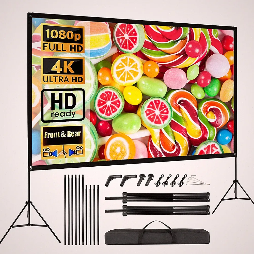100" Beamer Leinwand Mit Ständer 16:9 4K HD Outdoor Heimkino Projektor Screen