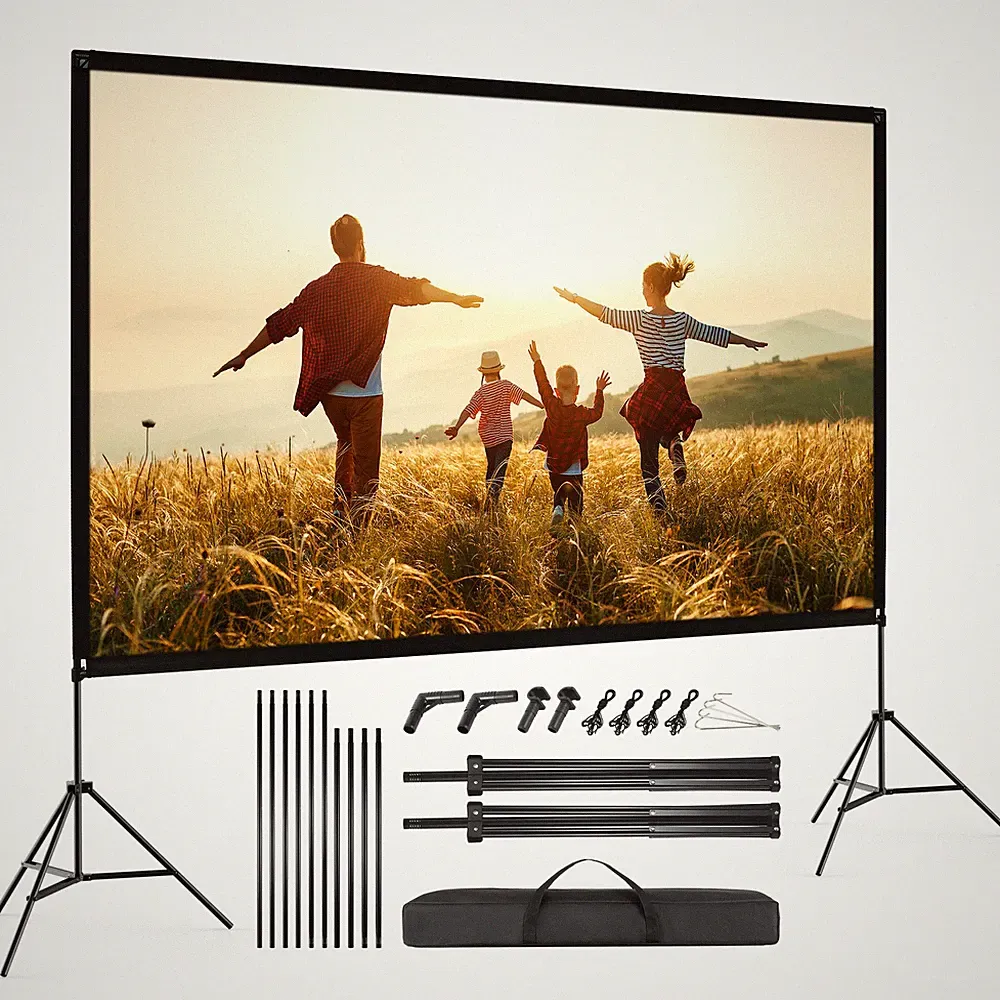 100" Beamer Leinwand Mit Ständer 16:9 für den Außen Innenbereich Heimkino Büro