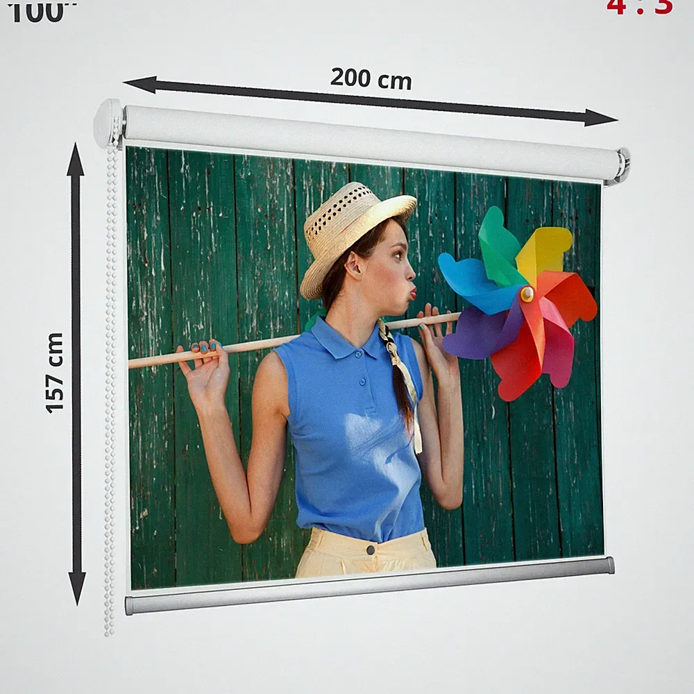 100" Beamer Leinwand Projektorleinwand 4:3 200x157 cm Heimkino Rollo Screen HD