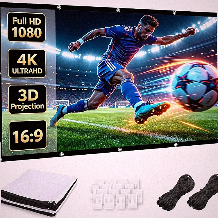 100 Zoll Leinwand Beamer mit Anti-Falten für 4K Projektor, 16:9 HD, 165 , mobil