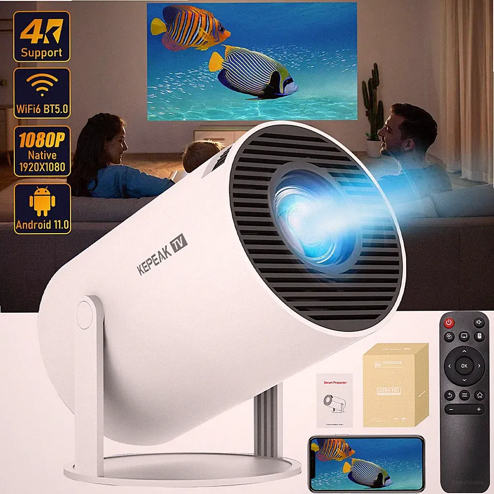 1080P 4K Beamer WiFi Bluetooth Akku Projektor Android TV Heimkino Mini Tragbar