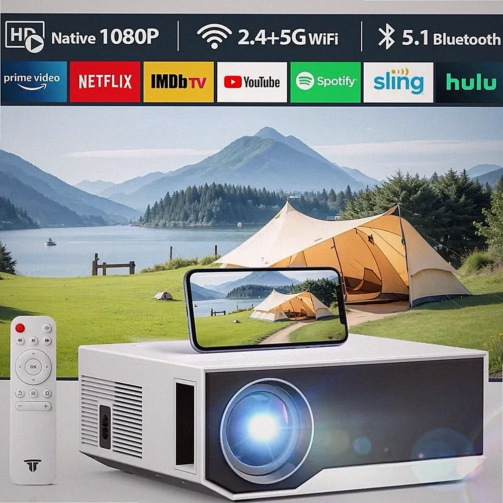 1080p Beamer 5ghz WiFi 16000 Lumen Smart HD LED Android Heimkino HDMI