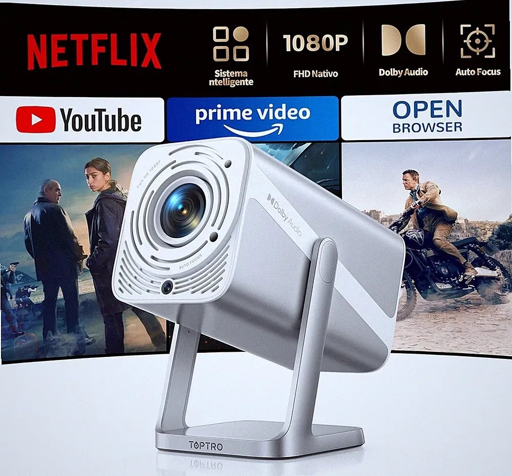 1080P FHD-Projektor 15000 Lumen - HDMI USB, Bildschirm bis zu 200" Heimkino