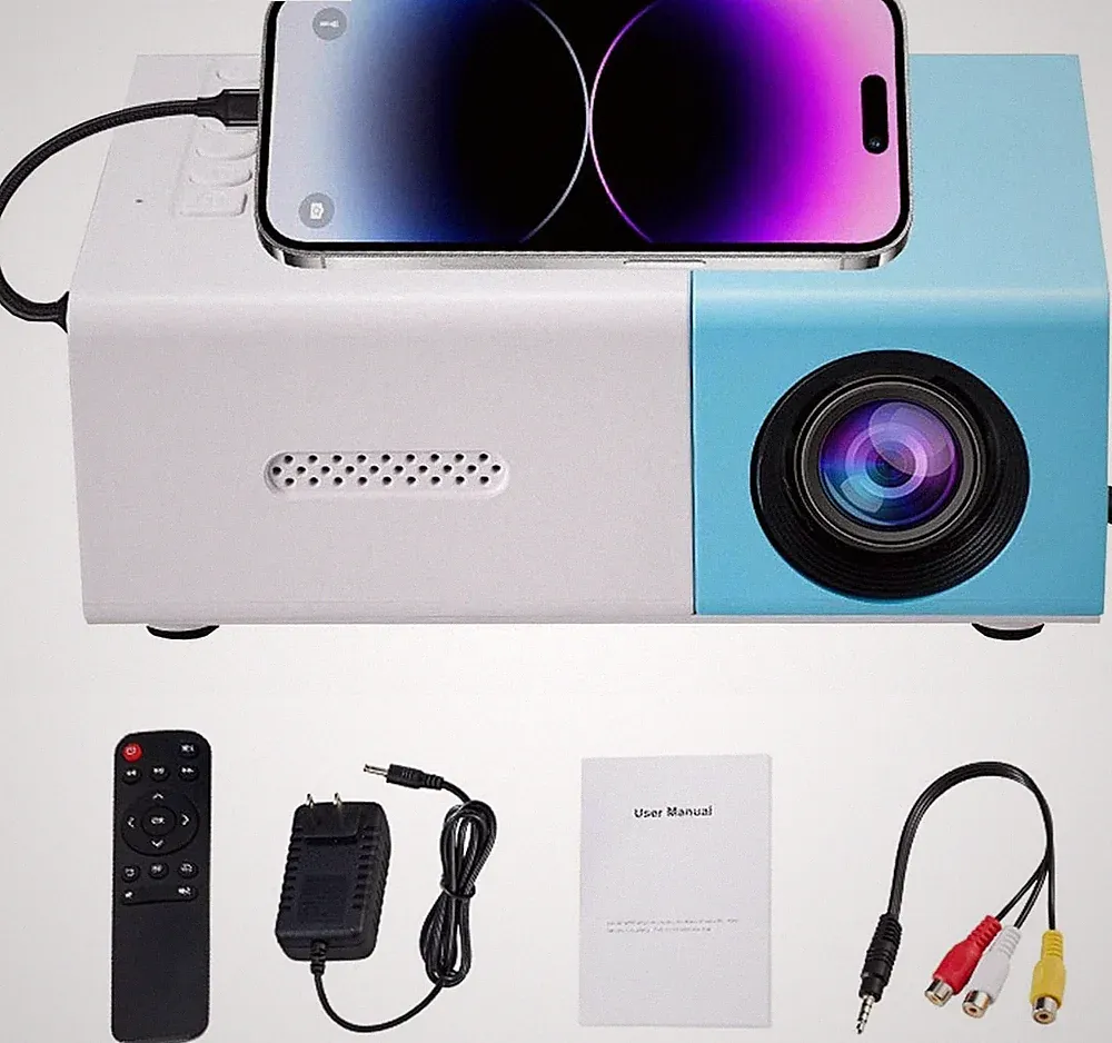 1080P Mini Beamer mit WLAN und 180 Grad schwenkbarem Ständer für Heimkino