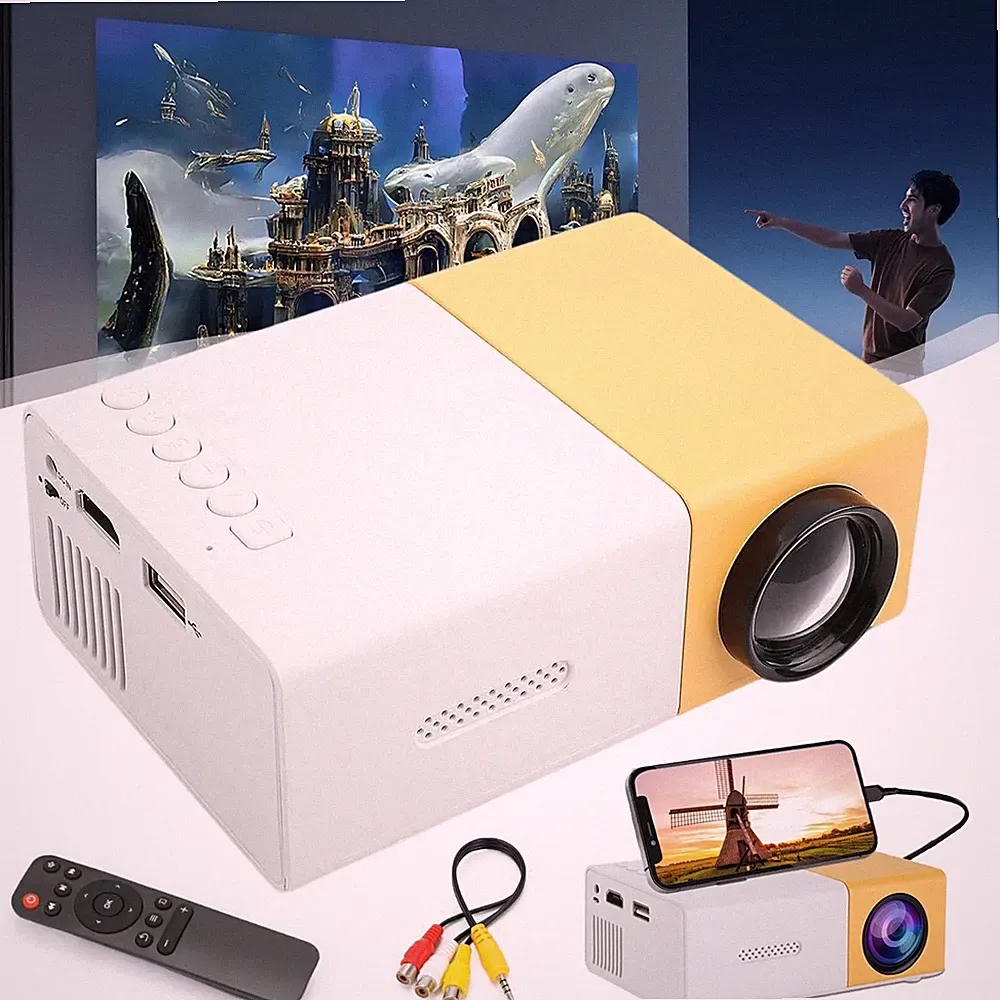 1080P Mini Beamer Tragbar Video Projektor Heimkino Projektor für Handy PC TV DVD