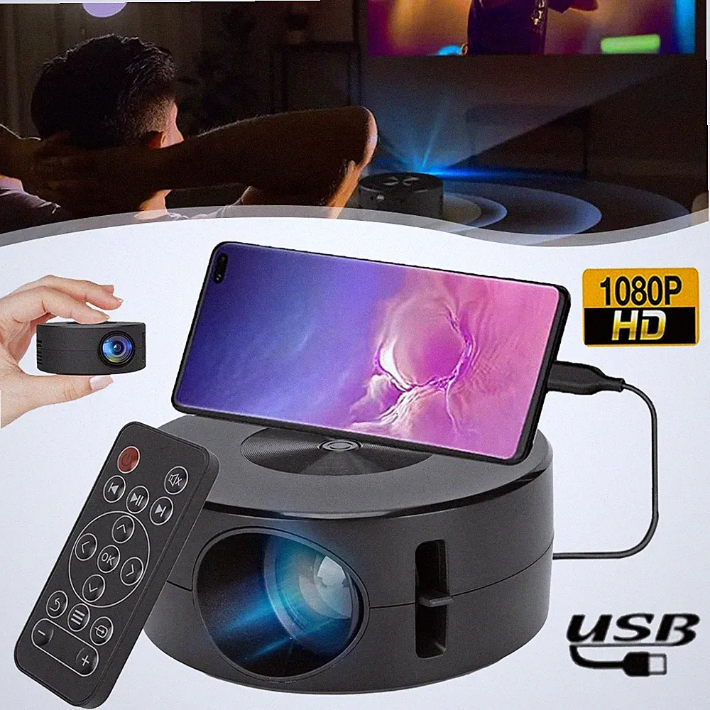 1080P Mini Projektor Videoprojektor Tragbarer Heimkino-Filmprojektor für Mobile