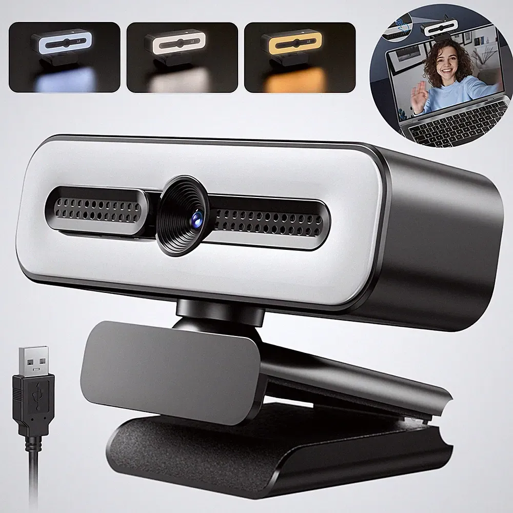 1080P Web Cam USB Web Cam mit Licht Full HD Webcam 4K Business für Meetings