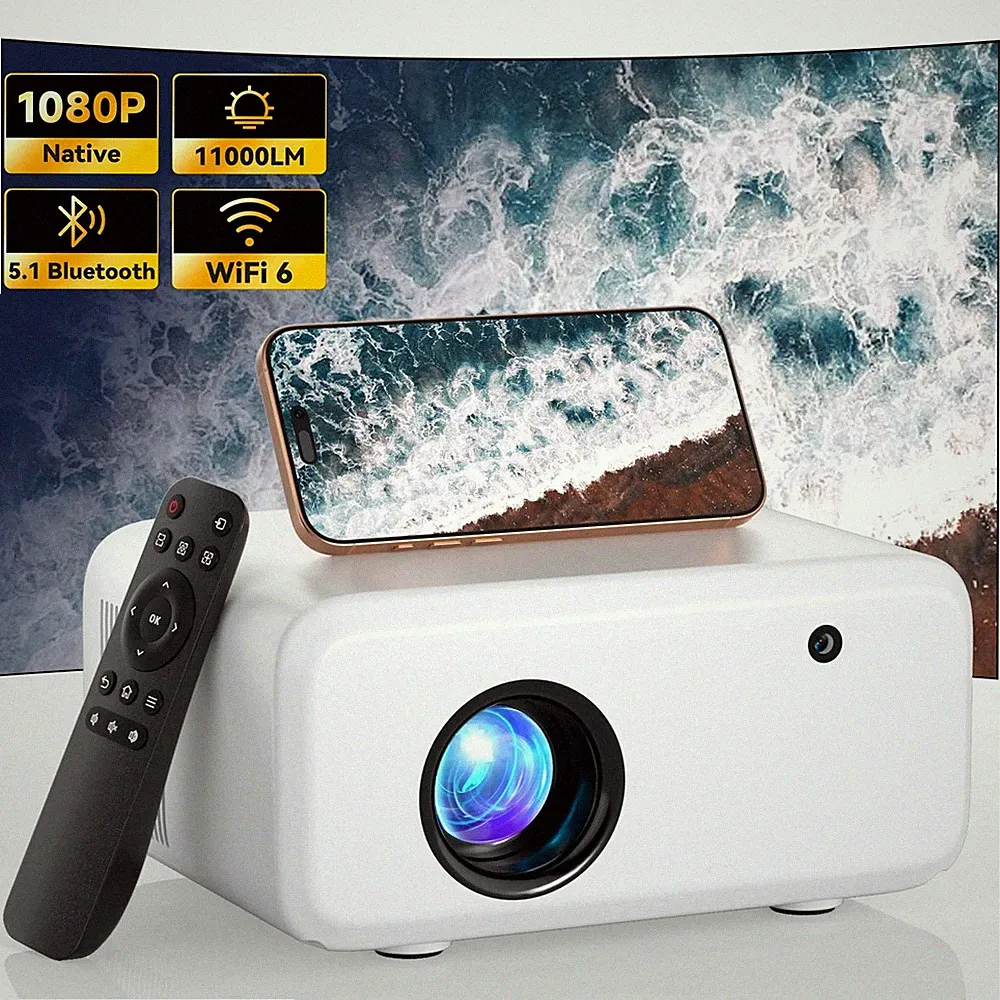 11000LMS 4K Projektor HD 1080P Beamer WiFi LCD Heimkino 230" HDMI USB Bluetooth