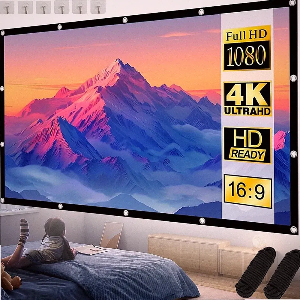 120" 16:9 Beamer Leinwand Tragbare Projektion Leinwand Präsentationswand & Haken