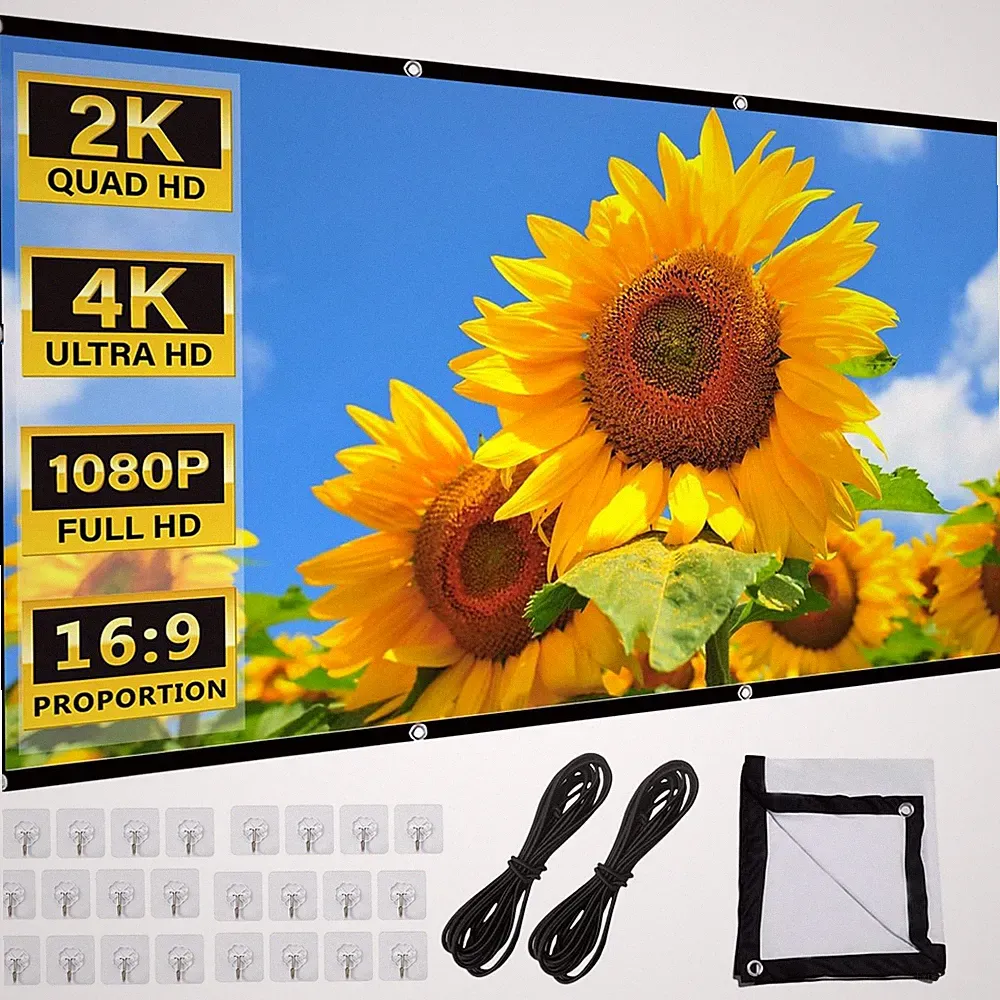 120" Beamer Leinwand 16: 9 Projektionswand Faltenschutz Doppelseitige Projektion