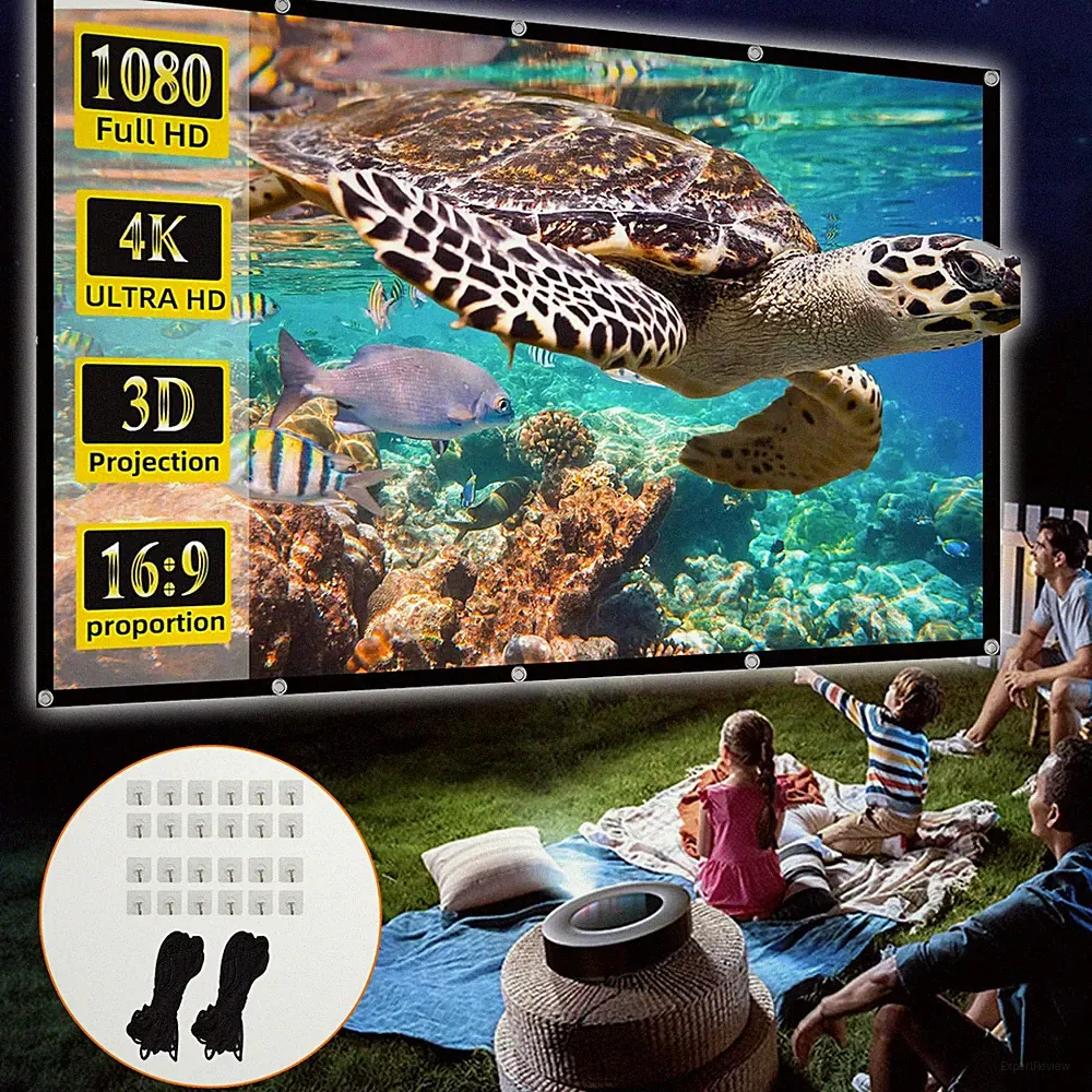120" Beamer Leinwand 16:9 Projektionswand Outdoor Projektionsleinwand mit Haken
