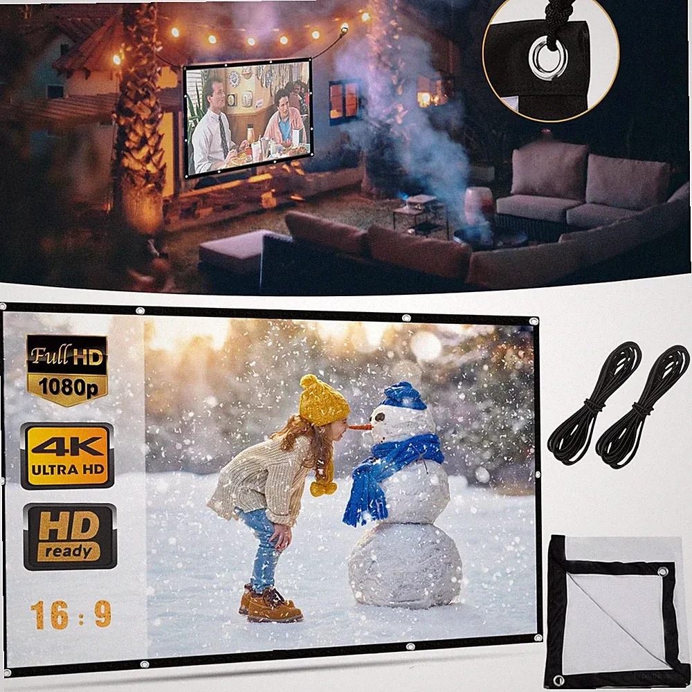 120" Beamer Leinwand Projektionsleinwand Doppelseitige Projektion 16: 9 HD 4K