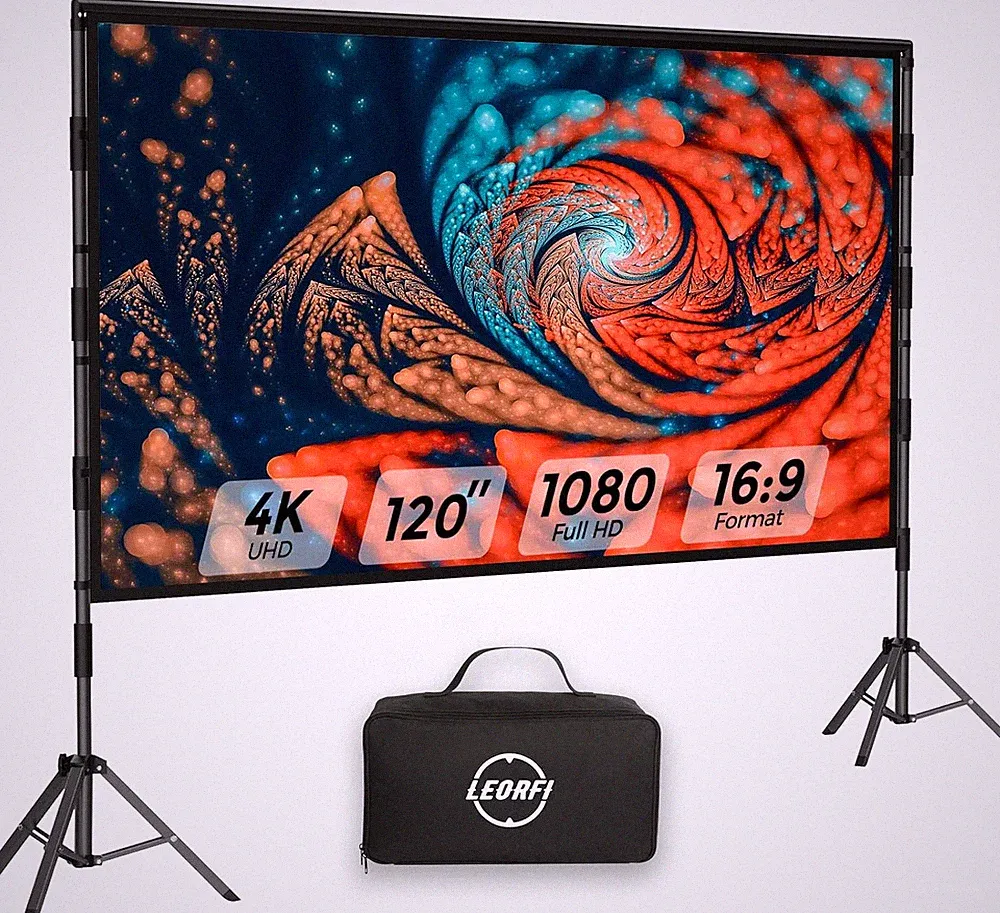 120 Zoll Beamer Leinwand mit Stativ 16:9 4K HD Outdoor Tragbar Projektor Leinwan