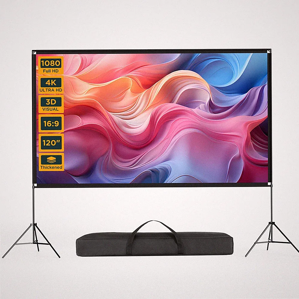 120 Zoll Beamer Leinwand Mit Stativ 16:9 FHD Outdoor Heimkino 266x150cm Screen