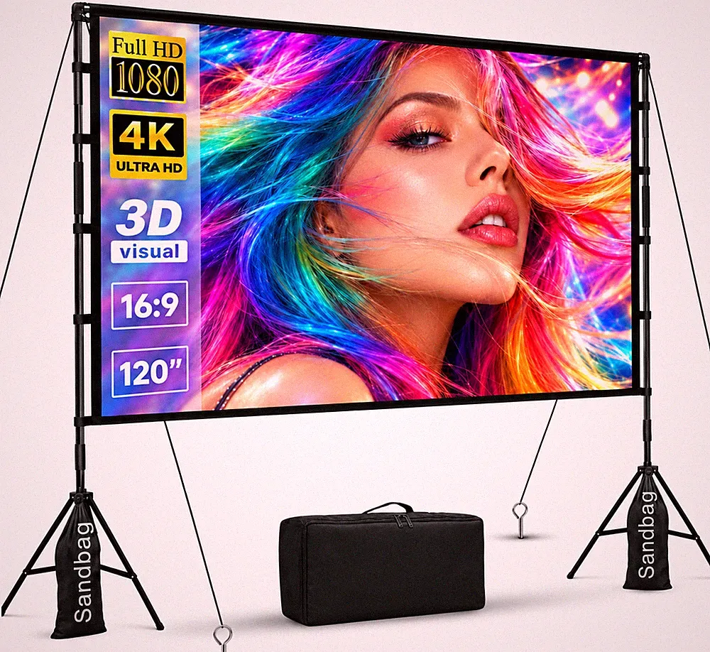 120 Zoll Beamer Leinwand mit Stativ, Outdoor Tragbare Projektor-Leinwand