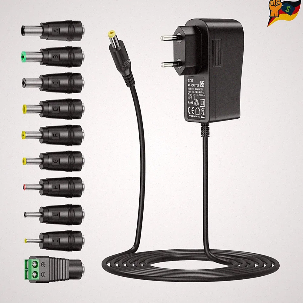 12V Netzteil AC DC Adapter 2A 10 DC Stecker für LED Streifen Kamera Monitor
