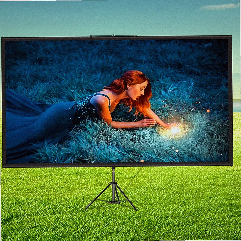 16:9 Beamer Leinwand Rolloleinwand Stativ 4K-HD Präsentationswand 133x76cm