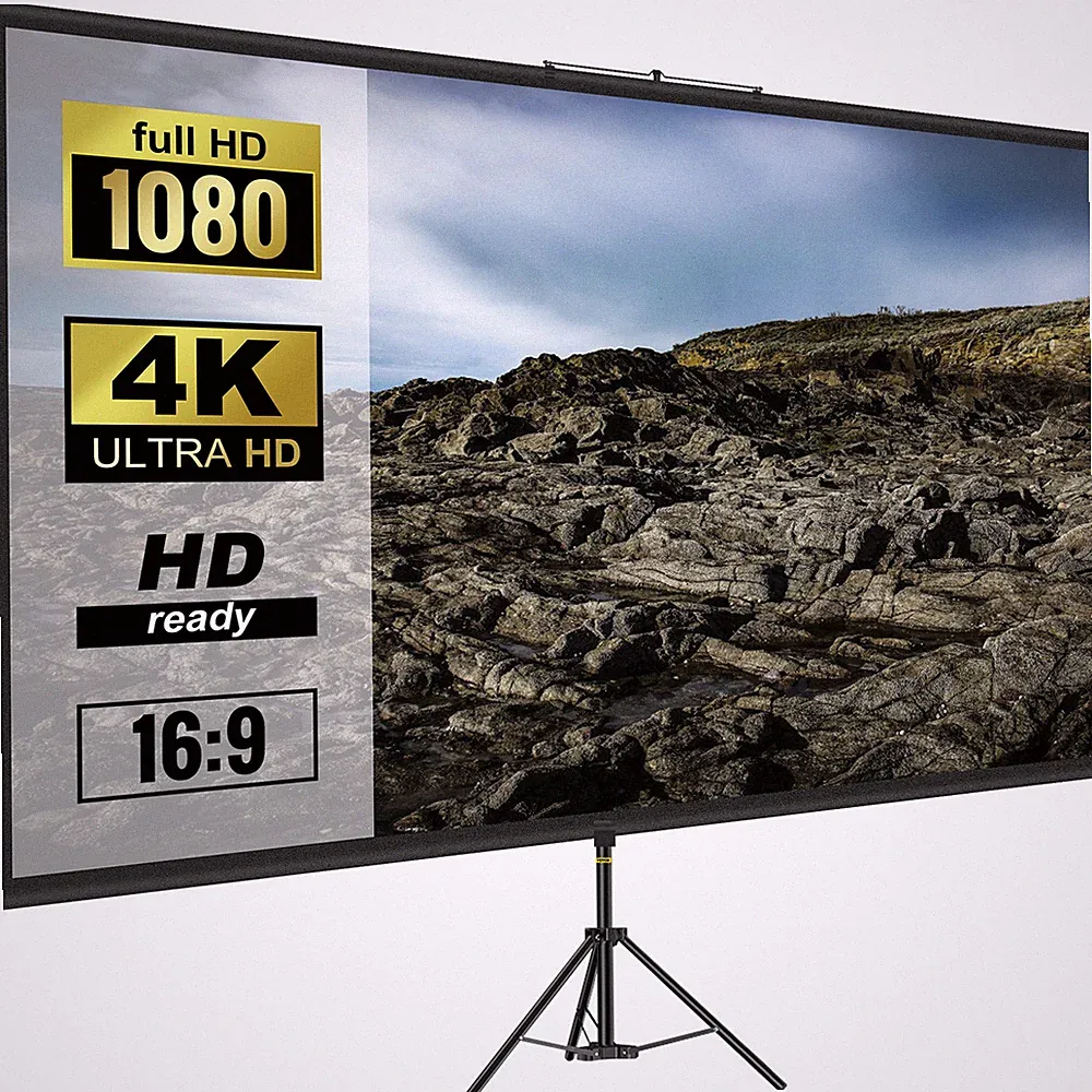 16:9 Beamer Leinwand Rolloleinwand Stativ 4K HD Präsentationswand 279,4cm