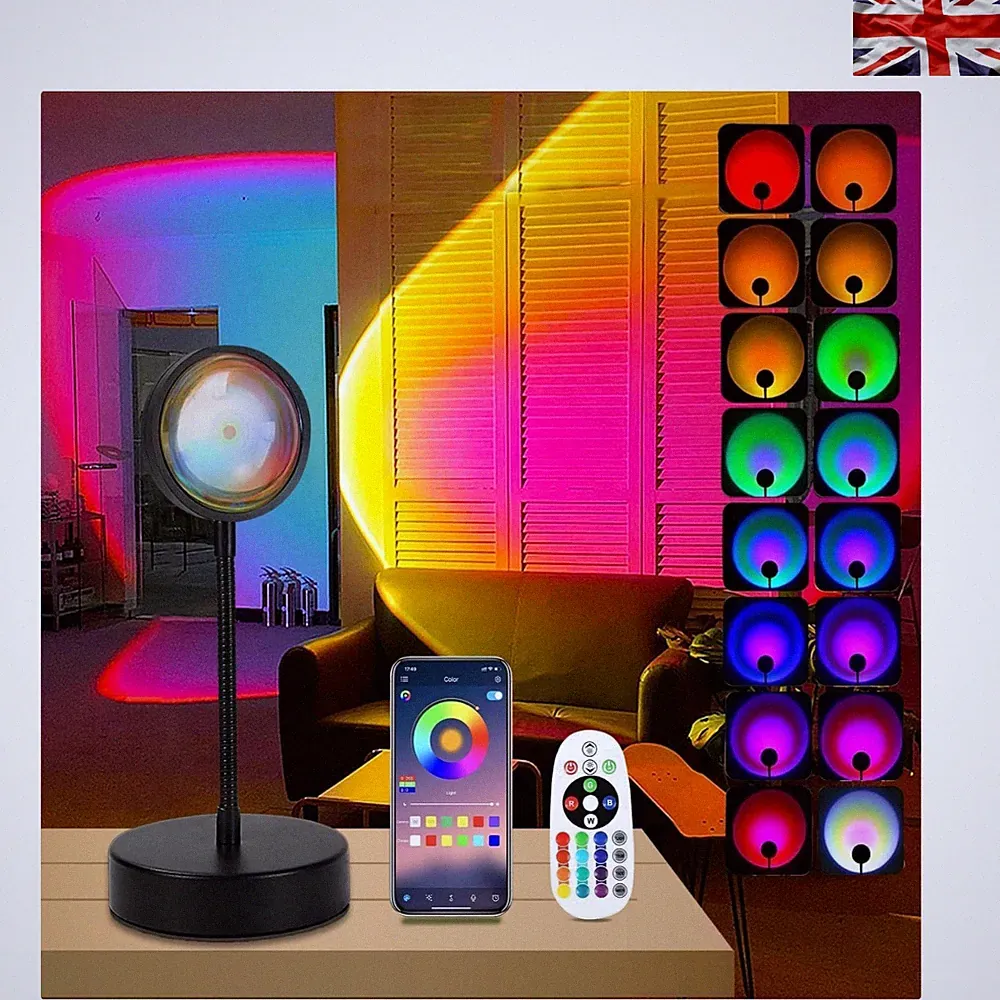 16 Farben Sonnenuntergang Lampe Projektor - verstellbares LED Stimmungslicht für Schlafzimmer Ambiente