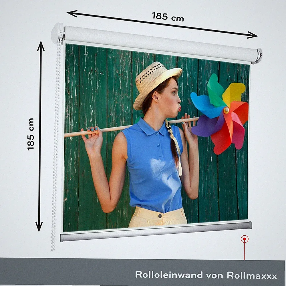 185 x 185 cm Rolleinwand Beamerleinwand Beamer Heimkino Projektionsleinwand