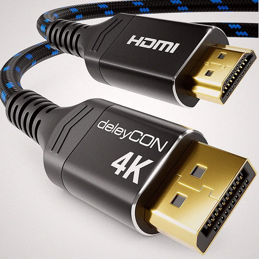 1m 4K DisplayPort zu HDMI Kabel 4K@60Hz Nylon Kabel Alu Stecker Monitor Beamer
