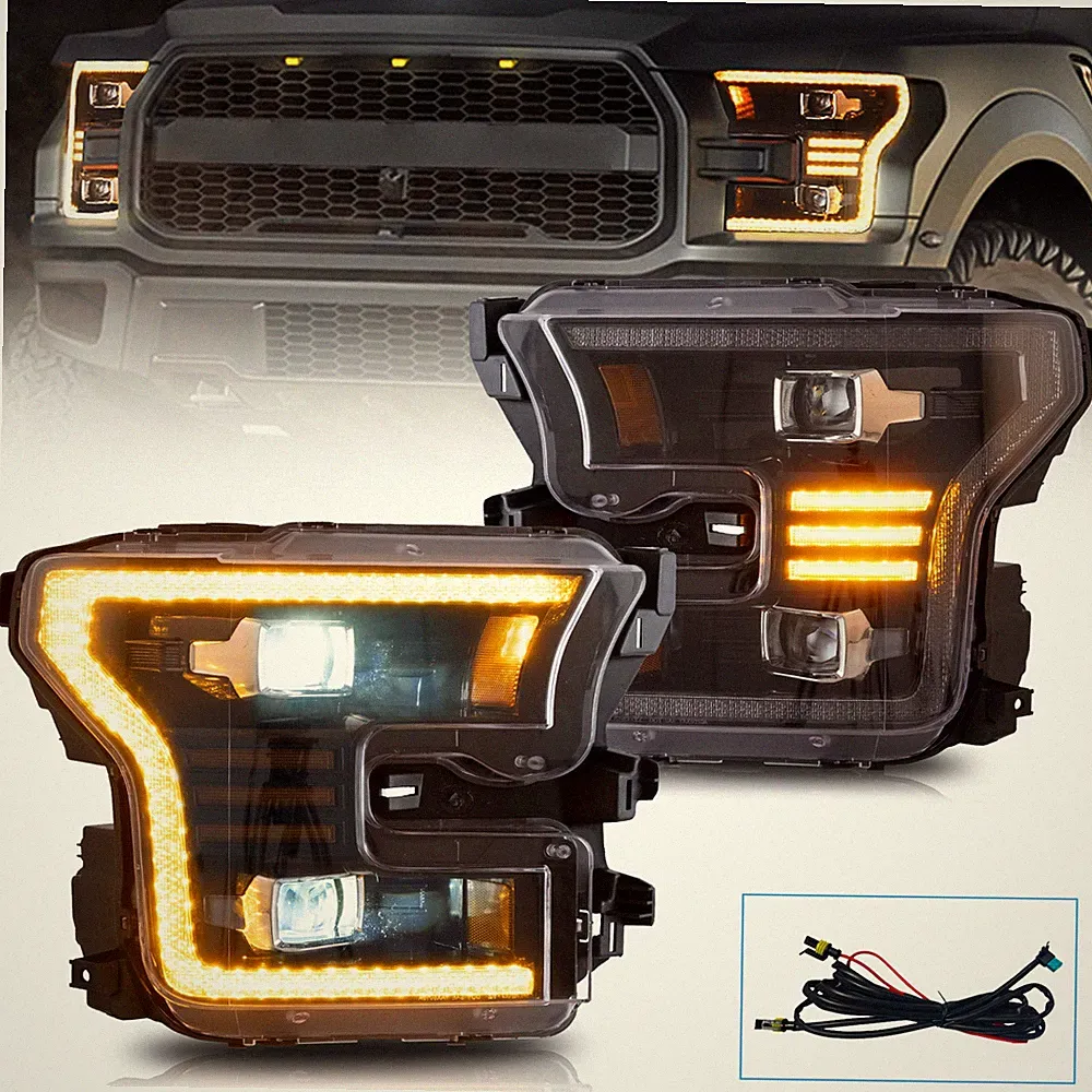 2*LED Scheinwerfer Für 2015-2017 Ford F-150 20SVT Raptor Gelb Blinker Animation