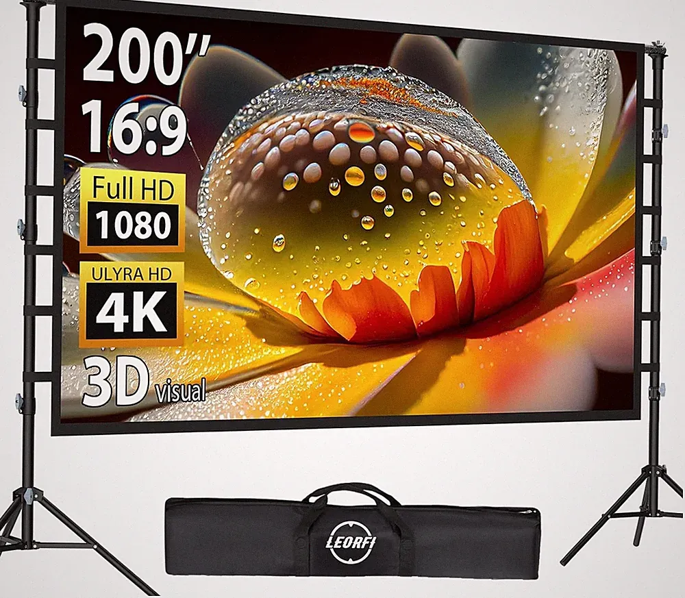 200 Zoll (16ft) Beamer Leinwand mit Ständer: Tragbare Großleinwand für Outdoor