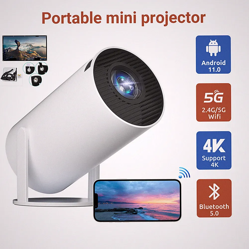 2024 NEU Beamer Projektor 4K UHD WiFi Bluetooth Android 11 Heimkino Mini Tragbar