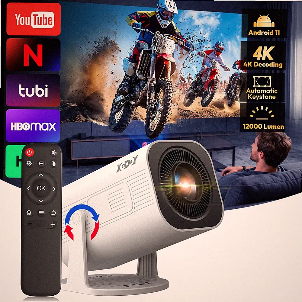 2024 NEU Projektor 4K UHD Mini Tragbar Beamer WiFi Bluetooth Android TV Heimkino