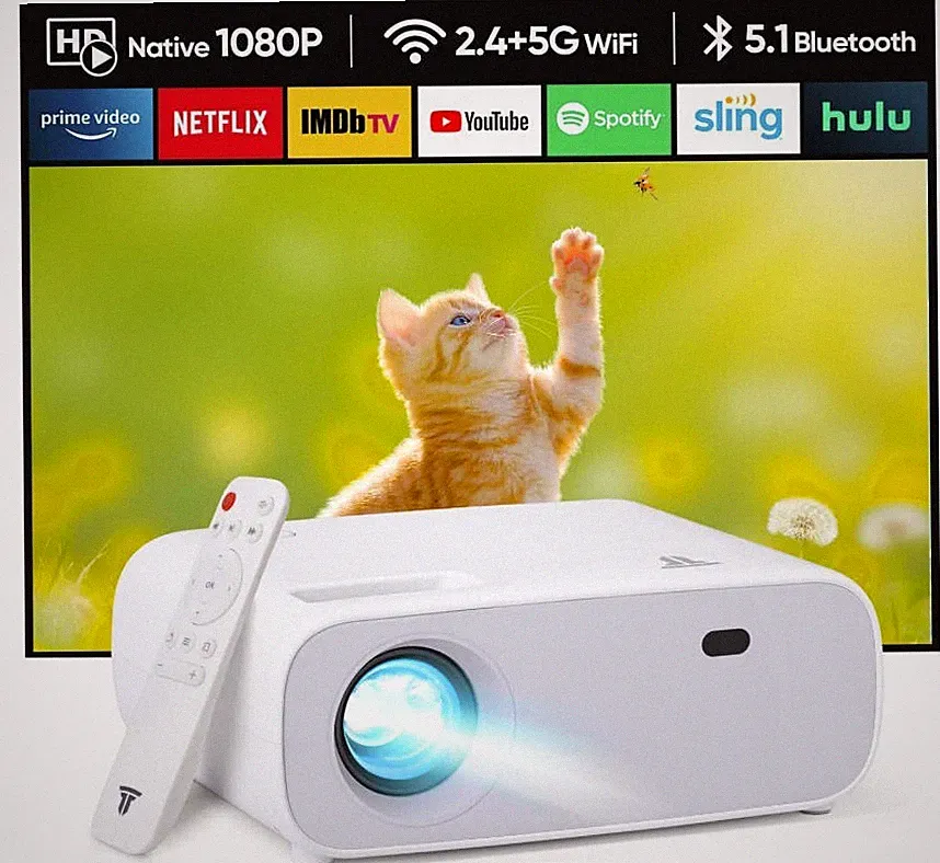 2024 Neuer Mini Beamer, 18000 Lumen Bluetooth Projektor, 4K Unterstützung, 5G Wi