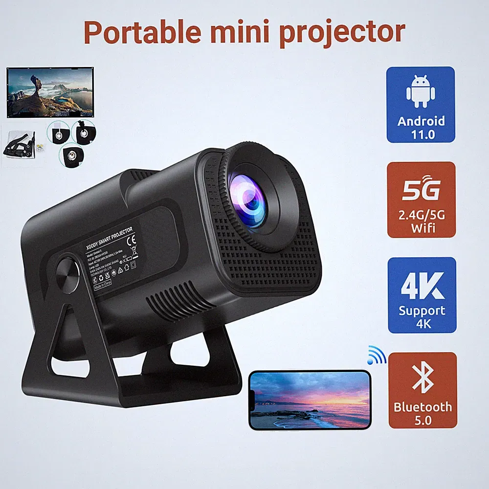 2024 NEW Beamer Projektor 4K UHD WiFi Bluetooth Android TV Heimkino Mini Tragbar