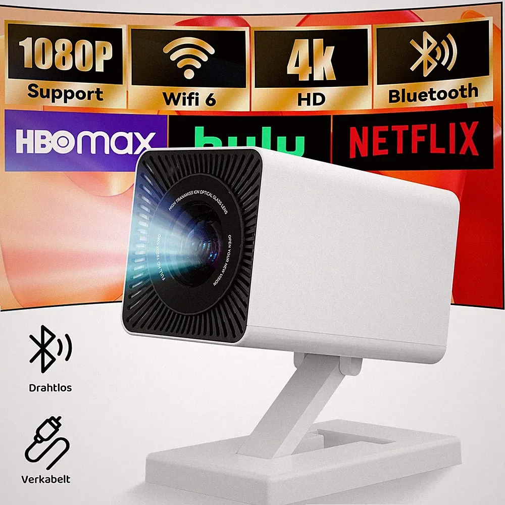 2025 NEU Beamer Projektor 4K WiFi Bluetooth Android TV Heimkino Mini Tragbar
