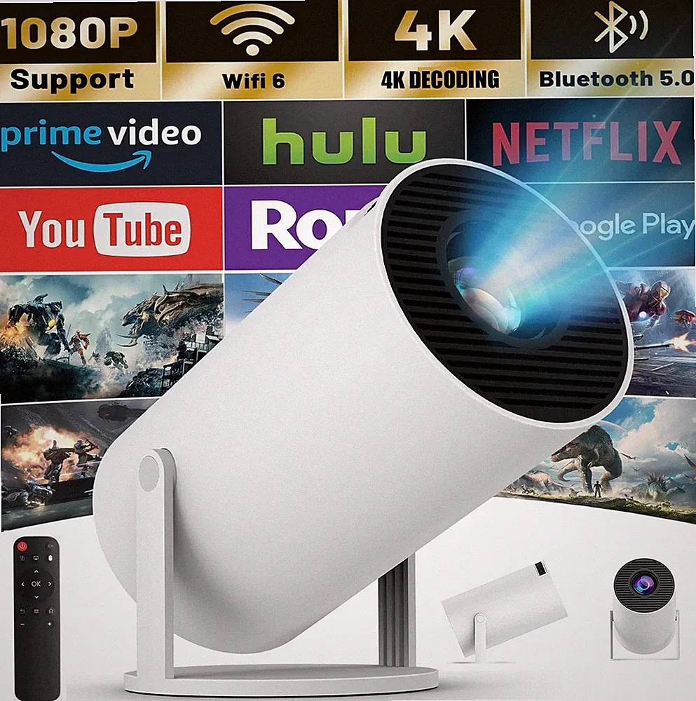 2025 NEU Mini Beamer FHD 4K Projektor LED WiFi 6 Bluetooth Android TV Heimkino