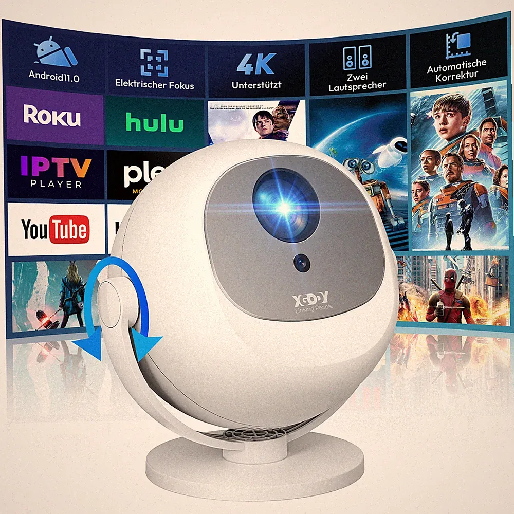 2026 NEU 4K Mini Beamer HD WiFi Projektor Heimkino Multimediaplayer mit Leinwand