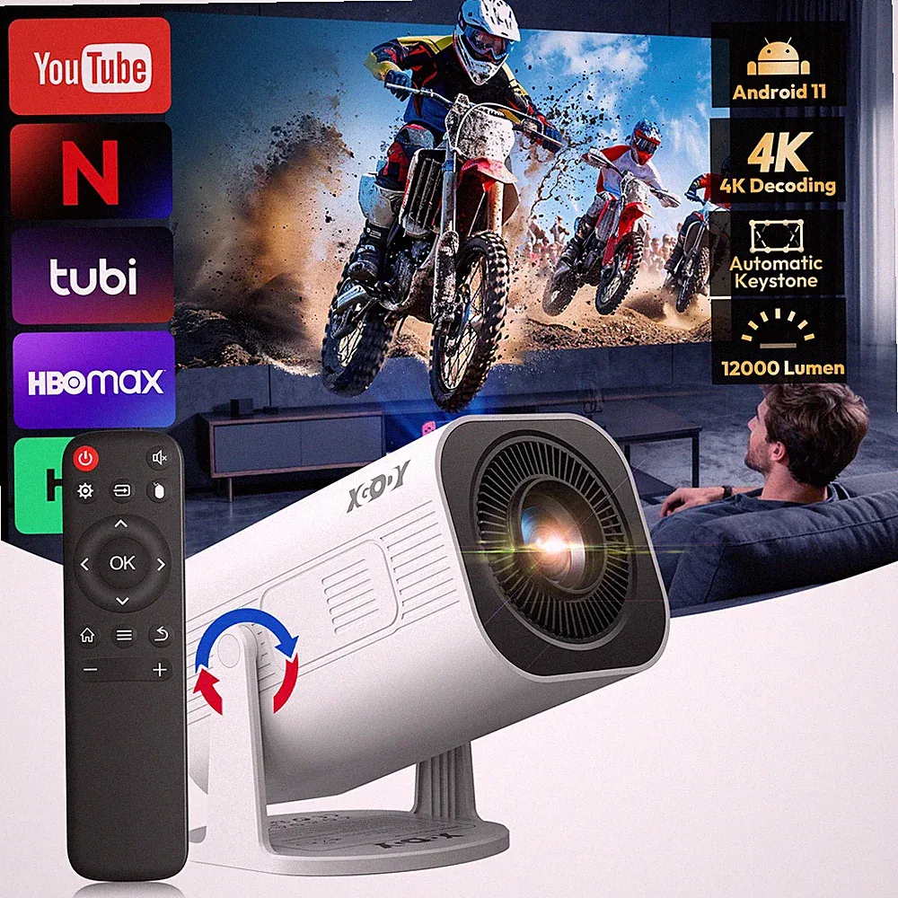 2026 NEU Beamer 25dB Projektor 4K UHD WiFi Bluetooth Android TV Heimkino Tragbar
