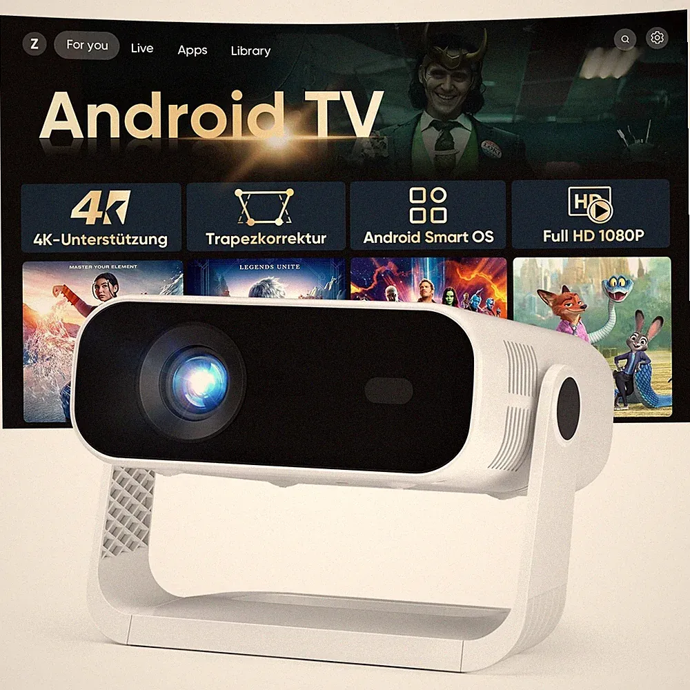 2026 Neuer Smart Mini Beamer Integrierte APP, Android 14, Unterstützt 1080P u...