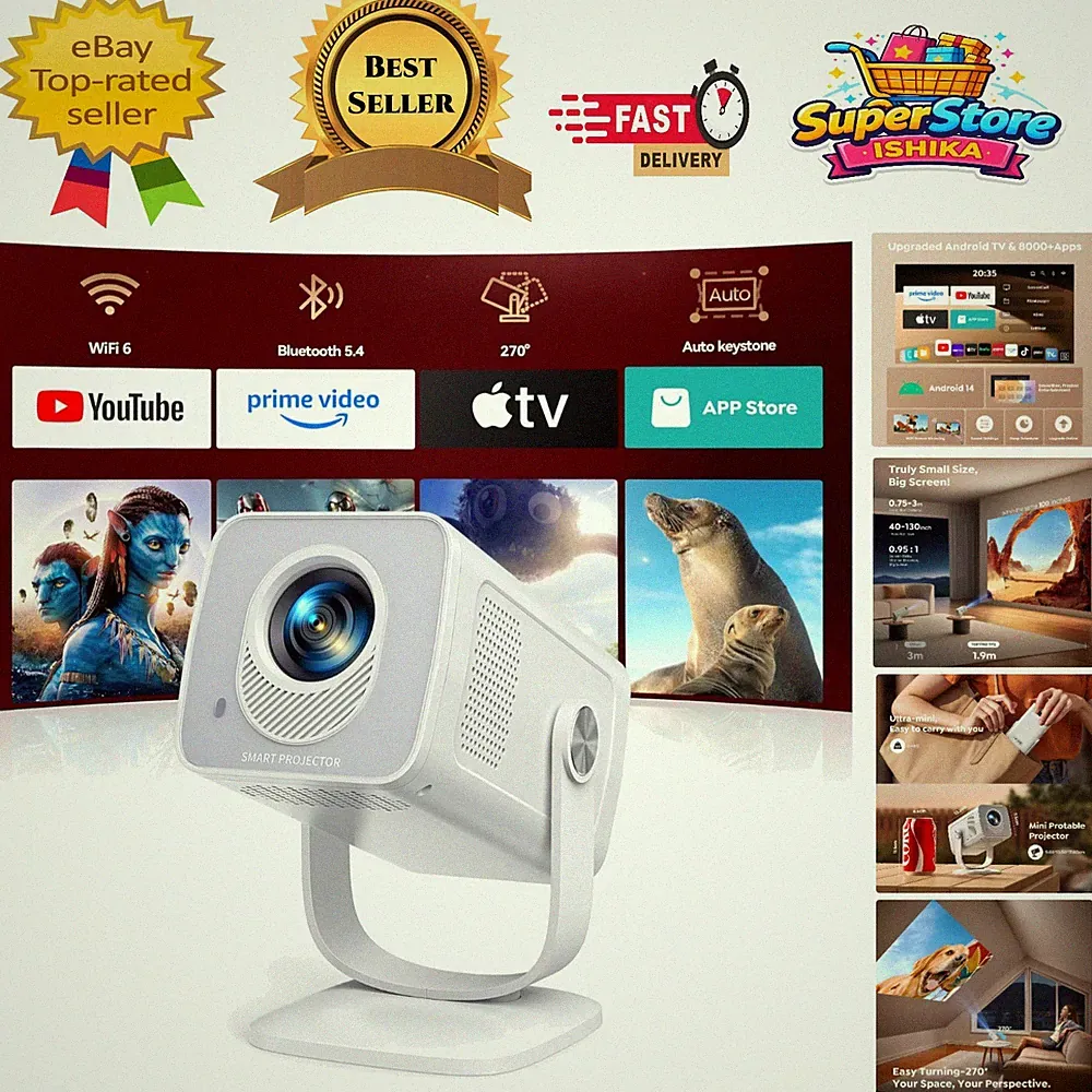 270° drehbarer Mini Projektor mit Auto Keystone - kompakte Heimkino Lösung