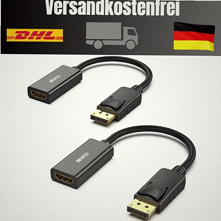 2er Set DisplayPort zu HDMI | Unidirektional | Kompatibel mit TV