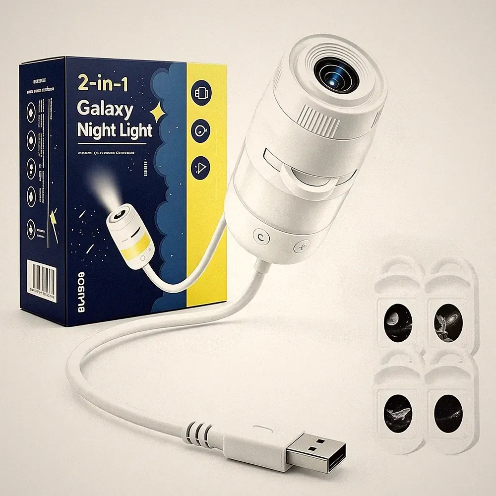 2in1 USB Galaxy Projector Dimmbar & 360° Rotation Nachtlicht