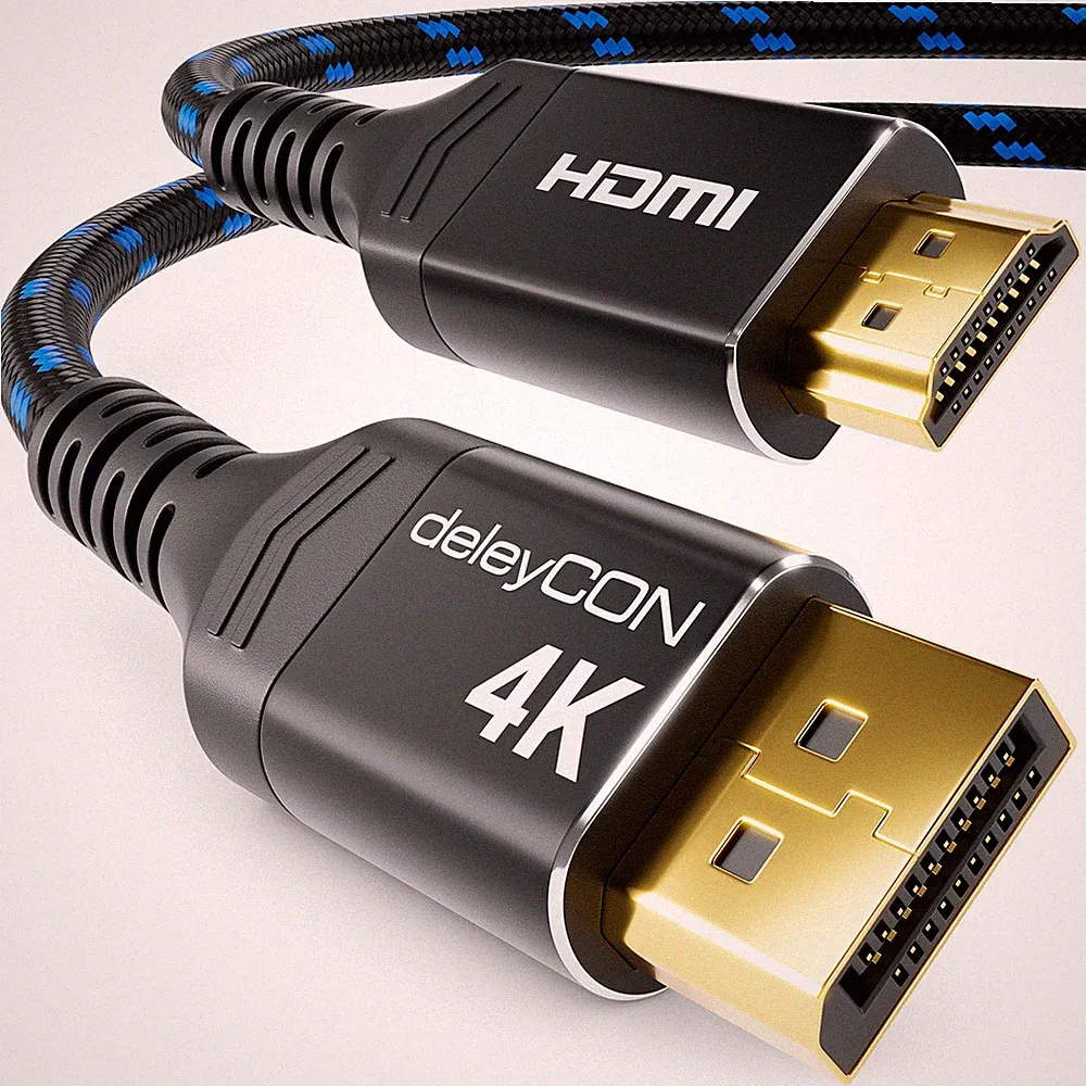 2m 4K DisplayPort zu HDMI Kabel 4K@60Hz Nylon Kabel Alu Stecker Monitor Beamer