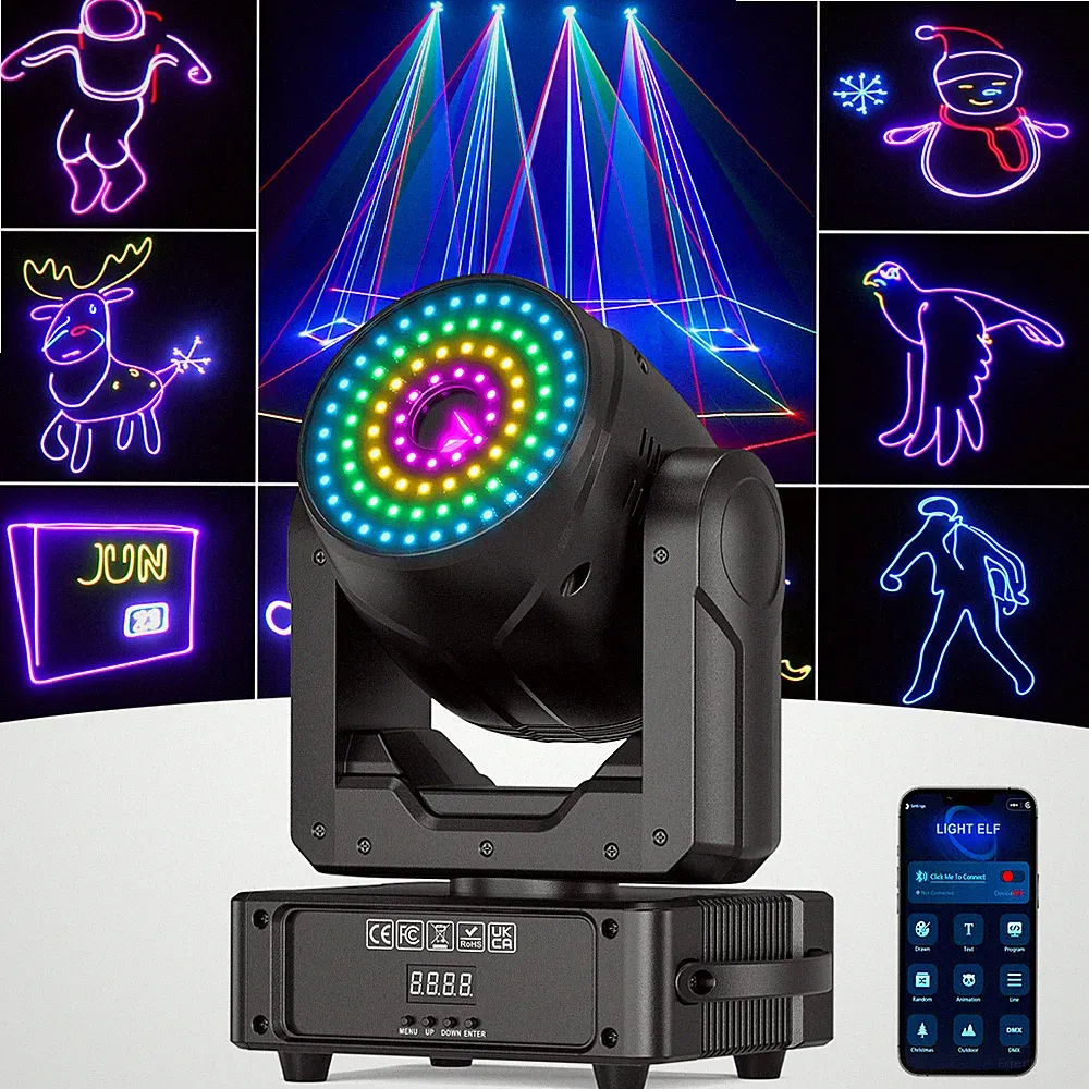 2W 3D RGB Animation Moving Head Licht Bluetooth APP Laser Projektor DJ Disco KTV