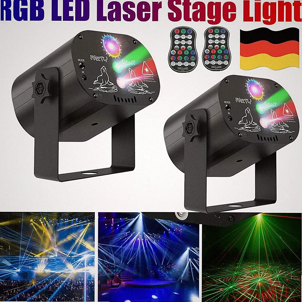 2X 240 Muster RGB LED Laser Projektor Disco Party DJ Lichteffekt &Fernbedienung