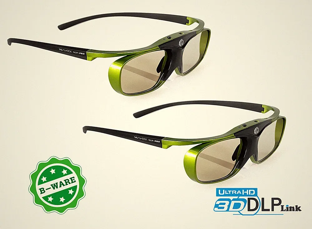 2x 3D Brille DLP Pro Lime Heaven für 3D Beamer von BenQ Optoma Acer LG