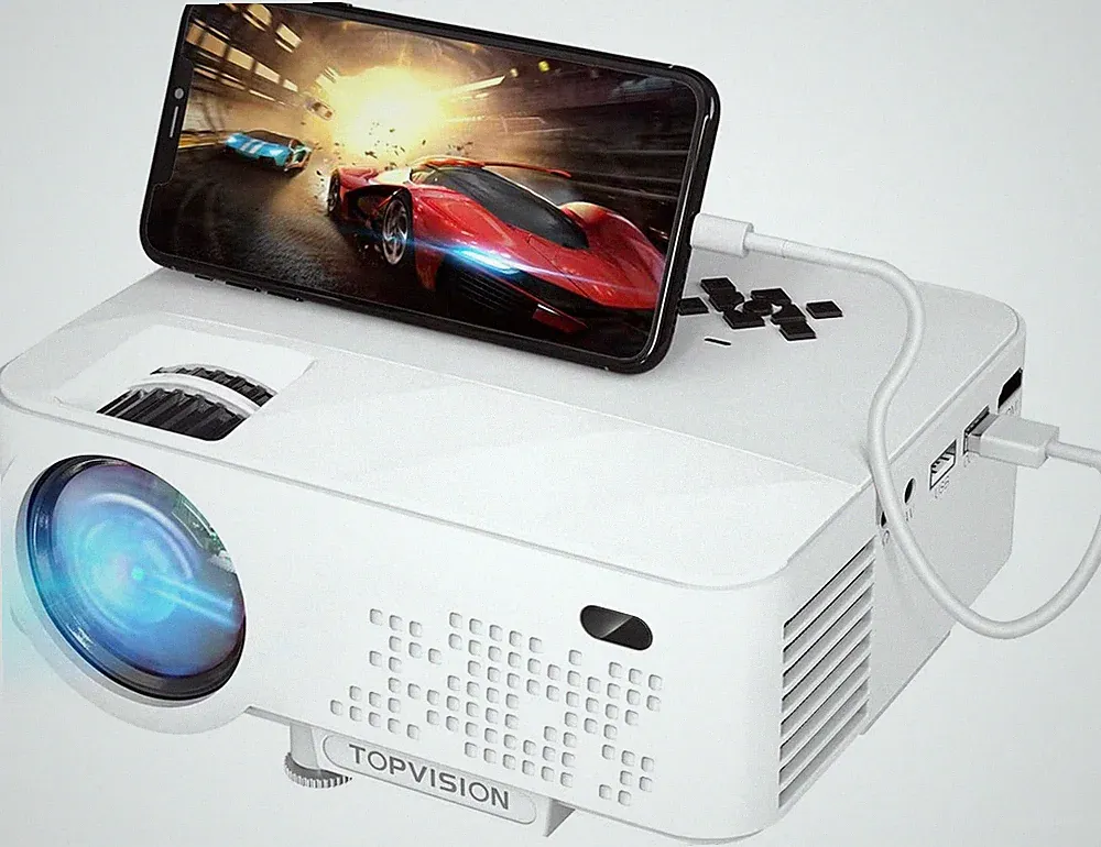 30000 Stunden LED Heimkino Beamer, 5W-Stereo-Sound, mit HDMI, USB, TF Mini-Beame