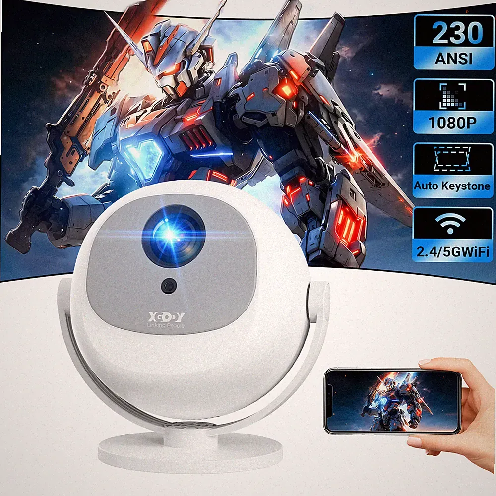 360° Android 4K Projektor 5G Beamer WiFi Bluetooth Elektronischer Fokus Heimkino