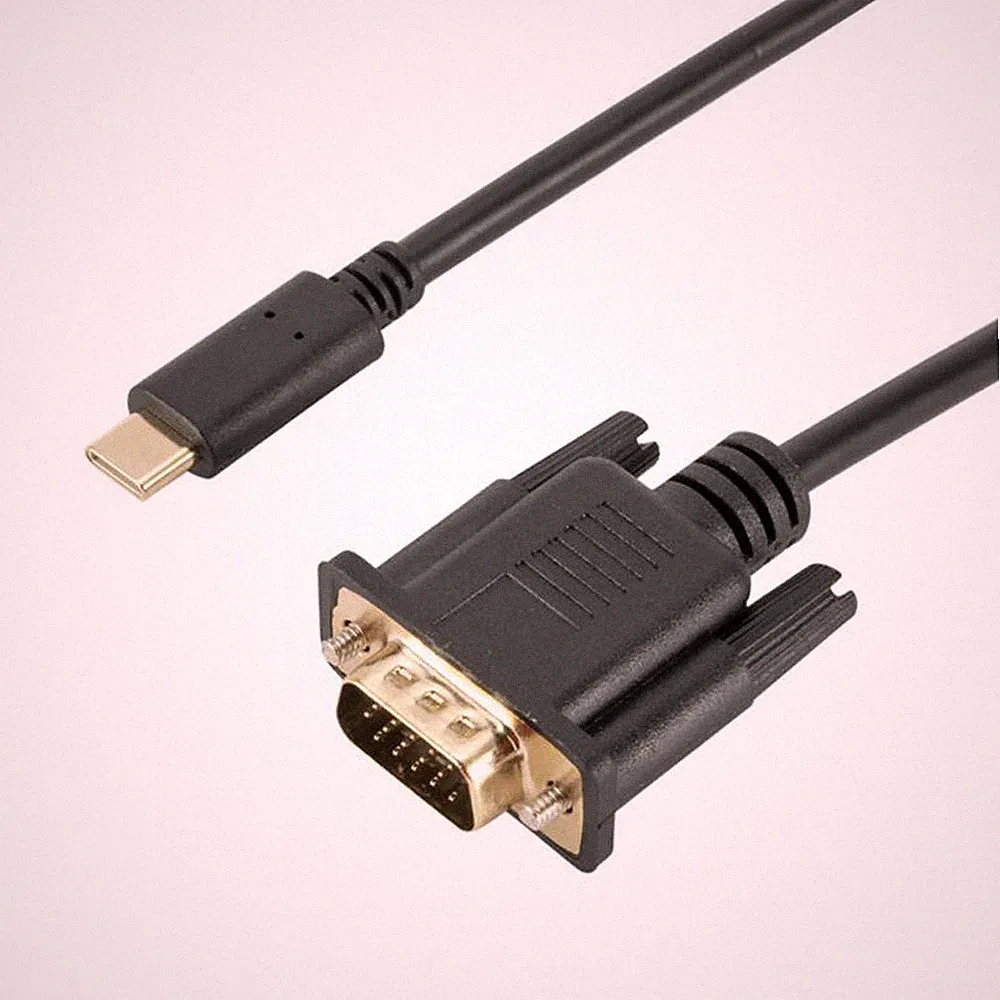 3m USB-C Stecker auf VGA Stecker Adapter Kabel PC Computer Monitor Vergoldet