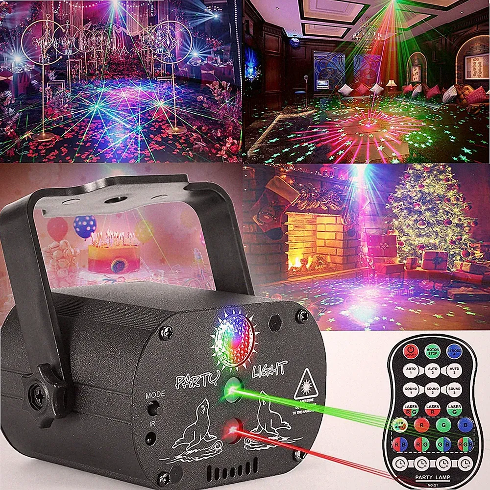 480 Muster Akku Laser Projektor LED Laserlicht Party Disco Partydekoration USB